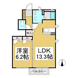 ポラリスB 1LDKの間取図画像