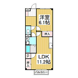 サープラスブライト 1LDKの間取図画像
