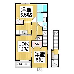 プリムローズB 2LDKの間取図画像