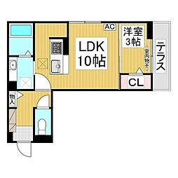 J-Room妃 VII番館 屋代駅前 1LDKの間取図画像