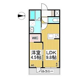グレーシア瀬原田 1LDKの間取図画像
