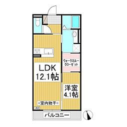 ルミエールクレスト 1LDKの間取図画像