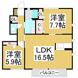 シャルマンカーサN 2LDKの間取図画像