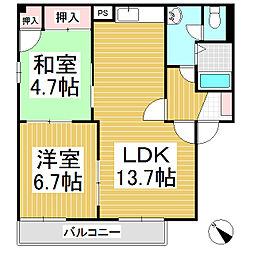 ハイム・レヴァンテ 2LDKの間取図画像
