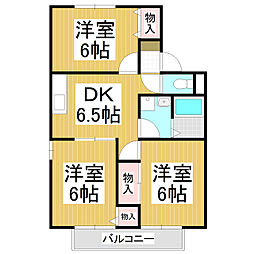 AULOS・野池A 3DKの間取図画像