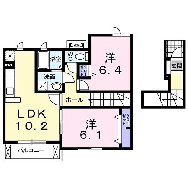 長野県長野市川中島町原(賃貸アパート2LDK・2階・55.84㎡)の写真 その2