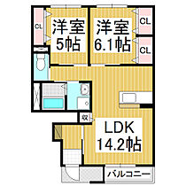 うらら  ｜ 長野県長野市篠ノ井御幣川（賃貸アパート2LDK・1階・57.96㎡） その2