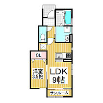 クレール　アクア　B棟  ｜ 長野県千曲市大字雨宮（賃貸アパート1LDK・1階・33.13㎡） その2