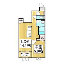 長野県長野市下氷鉋1丁目（賃貸アパート1LDK・1階・52.18㎡） その2