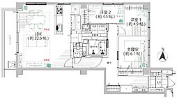 赤坂グランドハウス 3LDKの間取図画像