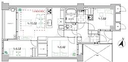 アルス弦巻四丁目 3LDKの間取図画像