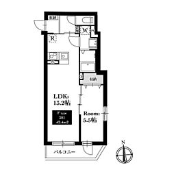 板橋区蓮根1丁目マンション 1LDKの間取図画像