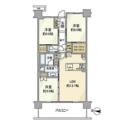 シティハウス王子 3LDKの間取図画像