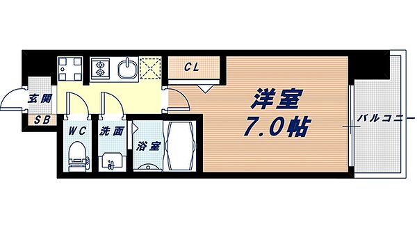 レジュールアッシュウエストレジス 214｜大阪府大阪市西区本田2丁目(賃貸マンション1K・2階・23.49㎡)の写真 その2