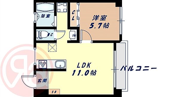 フレア新町 ｜大阪府大阪市西区新町3丁目(賃貸マンション1LDK・4階・37.29㎡)の写真 その2