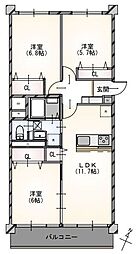 県ドリームハイツ17号棟 3LDKの間取図画像