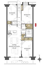 ライオンズマンション東戸塚ヒルズ 3LDKの間取図画像