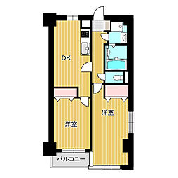 セザール大和 2DKの間取図画像
