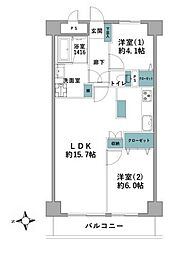 ニューファミール桜森 2LDKの間取図画像