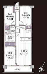 南林間ハイライズ 3LDKの間取図画像