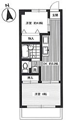 ツイン壱岐坂 2DKの間取図画像