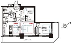 ライオンズタワー池袋 2LDKの間取図画像