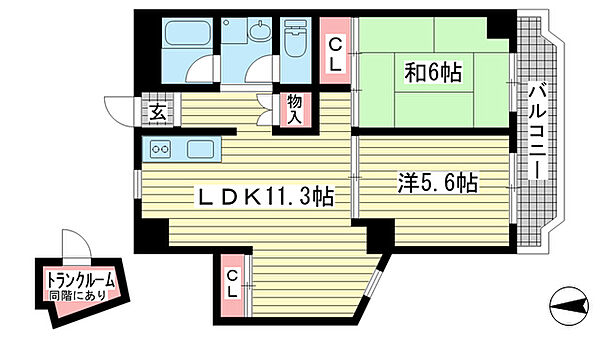 タウンハウス熊内 ｜兵庫県神戸市中央区熊内町4丁目(賃貸マンション2LDK・9階・52.17㎡)の写真 その2