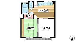 ニュー山手ビル 2DKの間取図画像