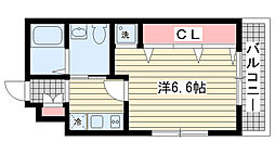 M's三宮 1Kの間取図画像