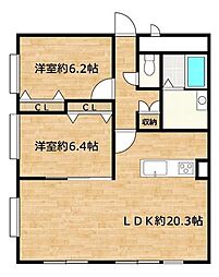 ダイアパレス道上山 2LDKの間取図画像