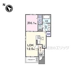 プロムナード東近江I・II 1LDKの間取図画像