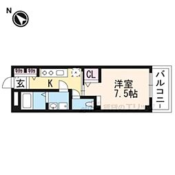 プラシード桜 1Kの間取図画像