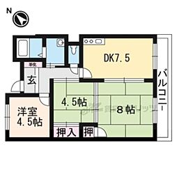 石山古都ハウス 3DKの間取図画像