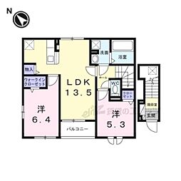 ルークス後三条I 2LDKの間取図画像