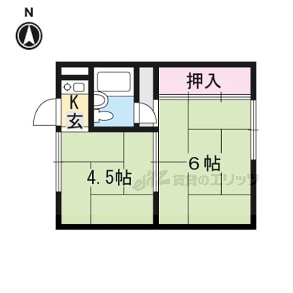 滋賀県大津市北大路１丁目(賃貸アパート2K・2階・24.84㎡)の写真 その2