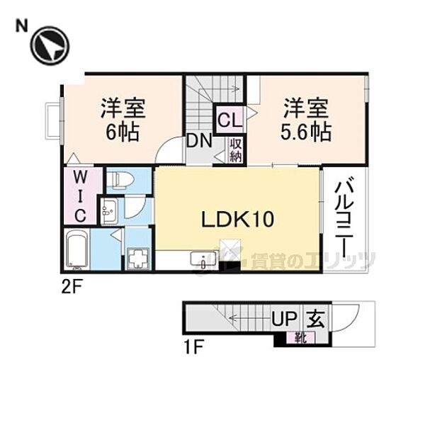 滋賀県長浜市宮司町(賃貸アパート2LDK・2階・53.18㎡)の写真 その2