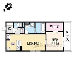 JR東海道・山陽本線 栗東駅 徒歩12分の賃貸アパート 1階1LDKの間取り