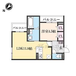 JR東海道・山陽本線 栗東駅 徒歩9分の賃貸アパート 2階1LDKの間取り