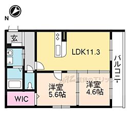 JR東海道・山陽本線 草津駅 徒歩25分の賃貸マンション 1階2LDKの間取り