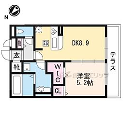 JR東海道・山陽本線 草津駅 徒歩26分の賃貸アパート 2階1DKの間取り