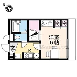 レオパレス湖畔平 1Kの間取図画像