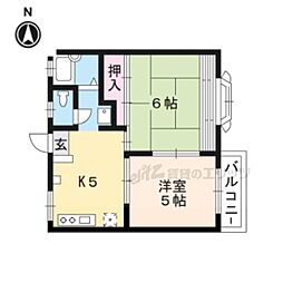 京阪石山坂本線 松ノ馬場駅 徒歩5分の賃貸アパート 2階2DKの間取り