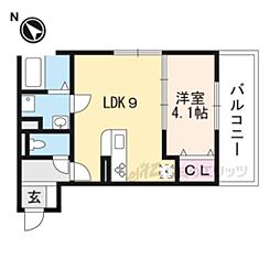 JR湖西線 堅田駅 徒歩7分の賃貸アパート 2階1LDKの間取り