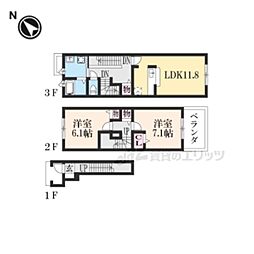 グリーン琥珀 2LDKの間取図画像