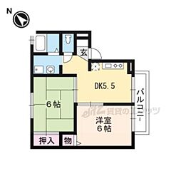 プレジール若葉台 2DKの間取図画像