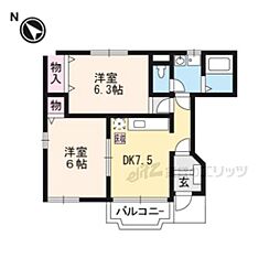 プレクール 2DKの間取図画像