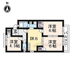 草川ハイツ3 3DKの間取図画像