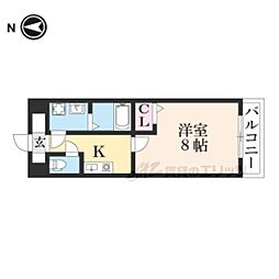 ラ・グリシーヌ2 1Kの間取図画像