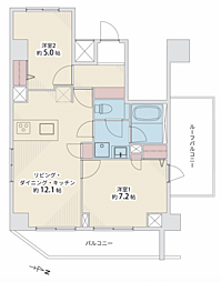 アイル赤羽サウス 2LDKの間取図画像