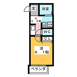 ラウレア 3階1Kの間取り